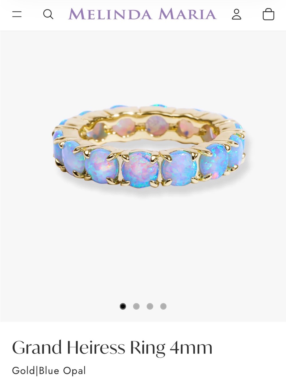Melinda Maria Grand Heiress Blue Opal Gold-Plated Women’s Eternity Band, sz 8 - Picture 2 of 7
